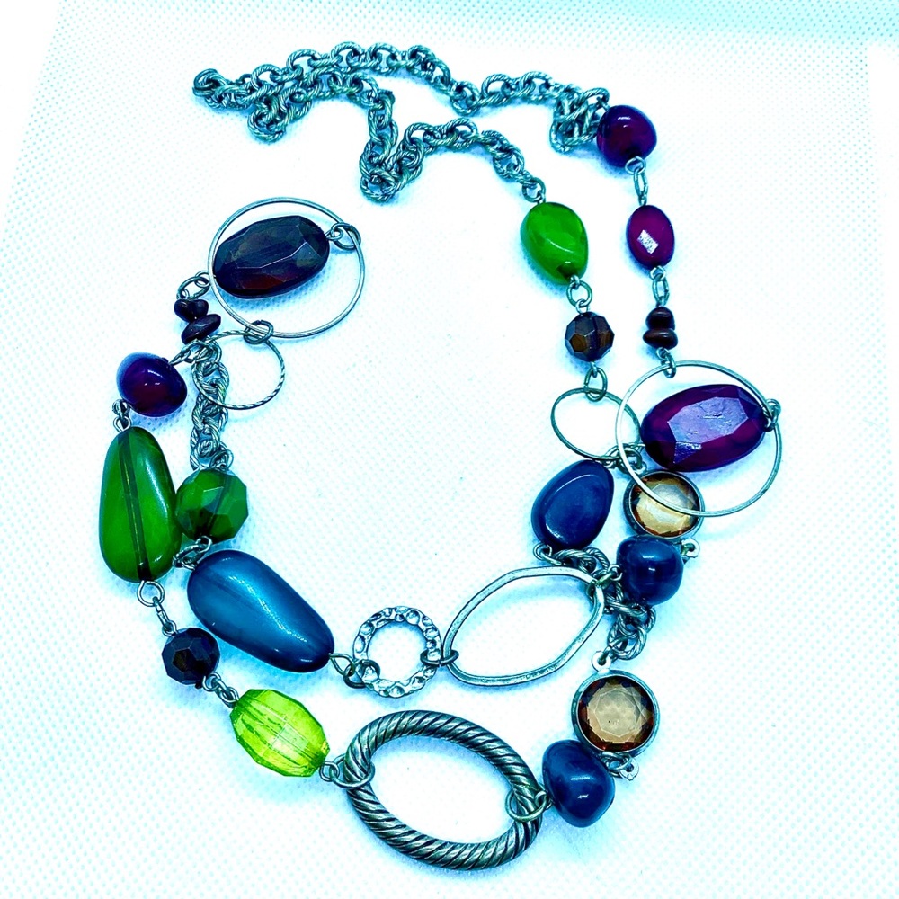 Big Links and Colorful Synthetic Stones Necklace